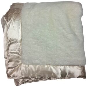 Cloud Island Solid Beige Cream Plush Baby Blanket Satin Trim Thick Unisex Target